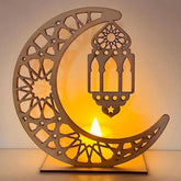 Cliths Ramadan Mubarak Wooden Moon & Star Decor Islamic Eid Al Adha Ornament Muslim Festival