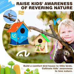 American Elm 2 Pack DIY Birdhouse Wind Chime Kit-Wooden Crafts Arts for Kids to Build and Paint,Craft Kits