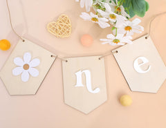 American Elm Wooden Daisy Highchair Garland MDF Cake Smash Decor for 1st Birthday, Baby Shower