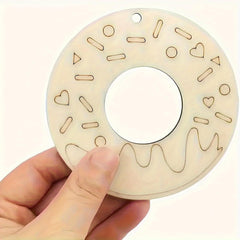 Cliths Pcs10 Handmade Wooden Donut Craft Pendant with Heart