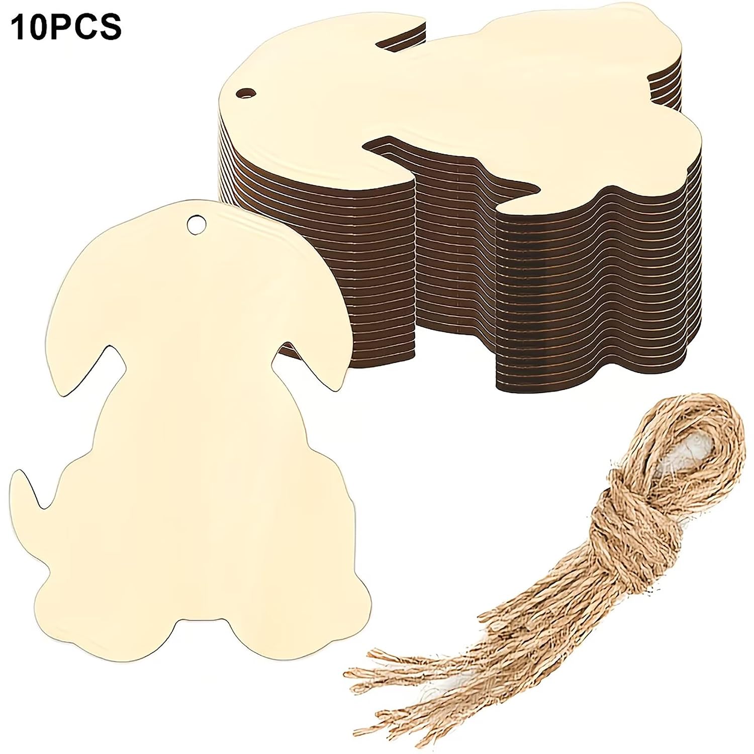 puppy shape wooden hanging ornament for diy crafts