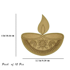 Cliths 12 Pcs Wooden Diya Cutouts for Diwali Decoration DIY Craft MDF Rangoli Art Pieces for Home Decor Easy to Paint Pre Marked Design