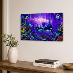 American Elm Ocean Whale Underwater Wall Art for Home Decor Living Room Kids Room and Office Deep Sea Marine Life Wall Painting