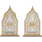 Cliths Set of 2 Ramadan & Eid Wooden Decor Wreath Table Display Islamic Mosque Home Decoration