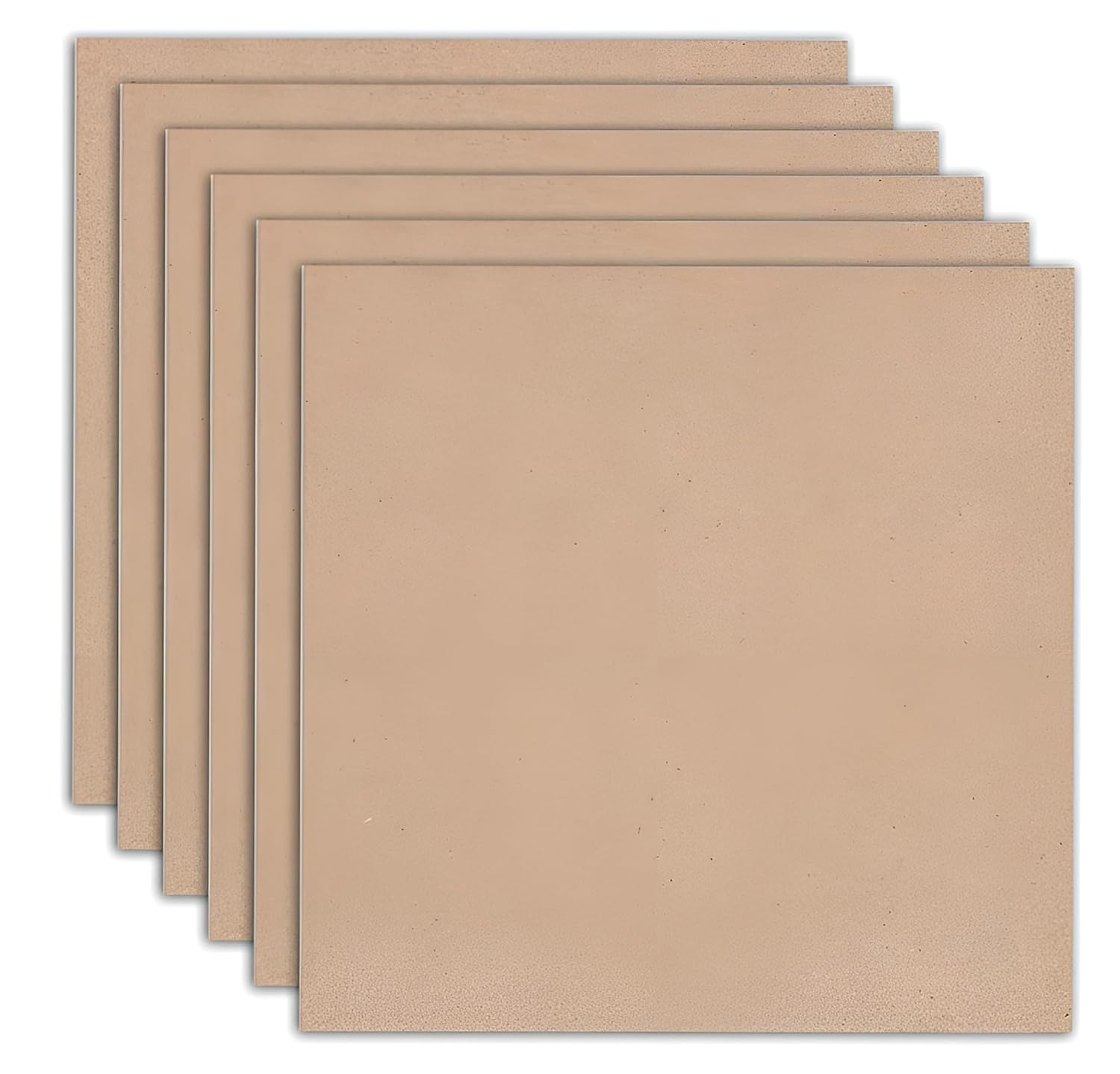 Set of five brown cardboard sheets on a white background