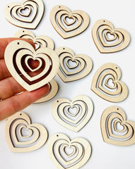 American Elm Pack of 48 Wooden Heart Cutouts MDF Craft Blanks for DIY Earrings, Valentine Decor, Jewelry Making & Painting