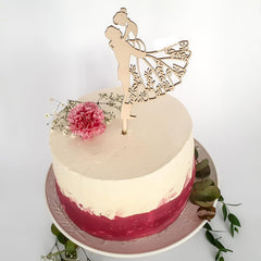 Cliths Wooden Bridal Couple Cake Topper Rustic Wedding Cake Decoration, MDF Topper for Couples