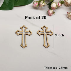 Cliths Pack of 20 Wooden Cross Cake Toppers MDF Christian Cross Craft Shapes Cross Decor