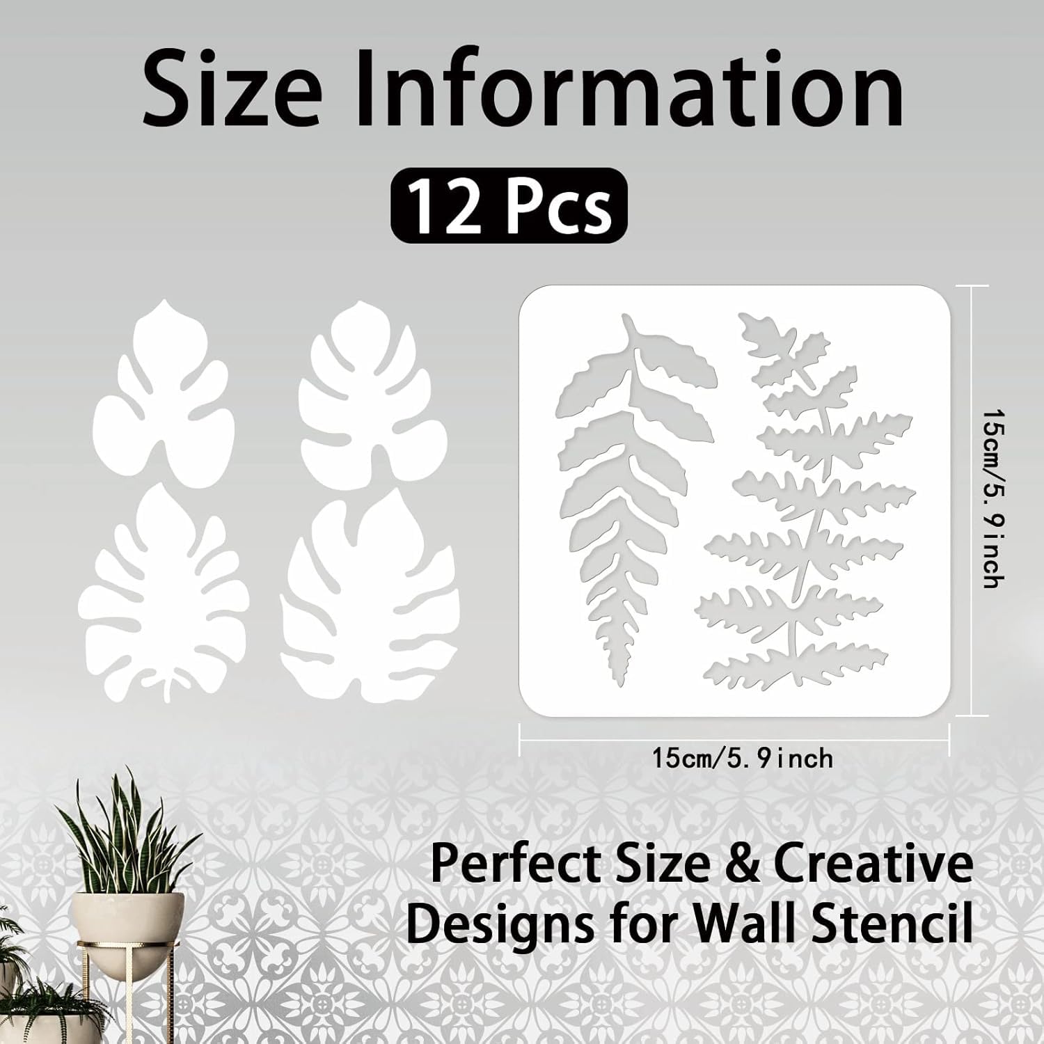 plant leaf stencil for wall art