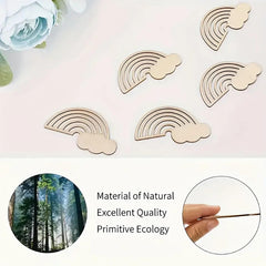 Unfinished wooden rainbow cloud shapes for DIY craft