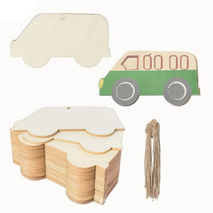 Cliths Wooden Bus Shape Cutouts Shapes for Kids DIY Painting School Projects Learning Boards Scrapbooking Decorations Art Base for Artists Teachers