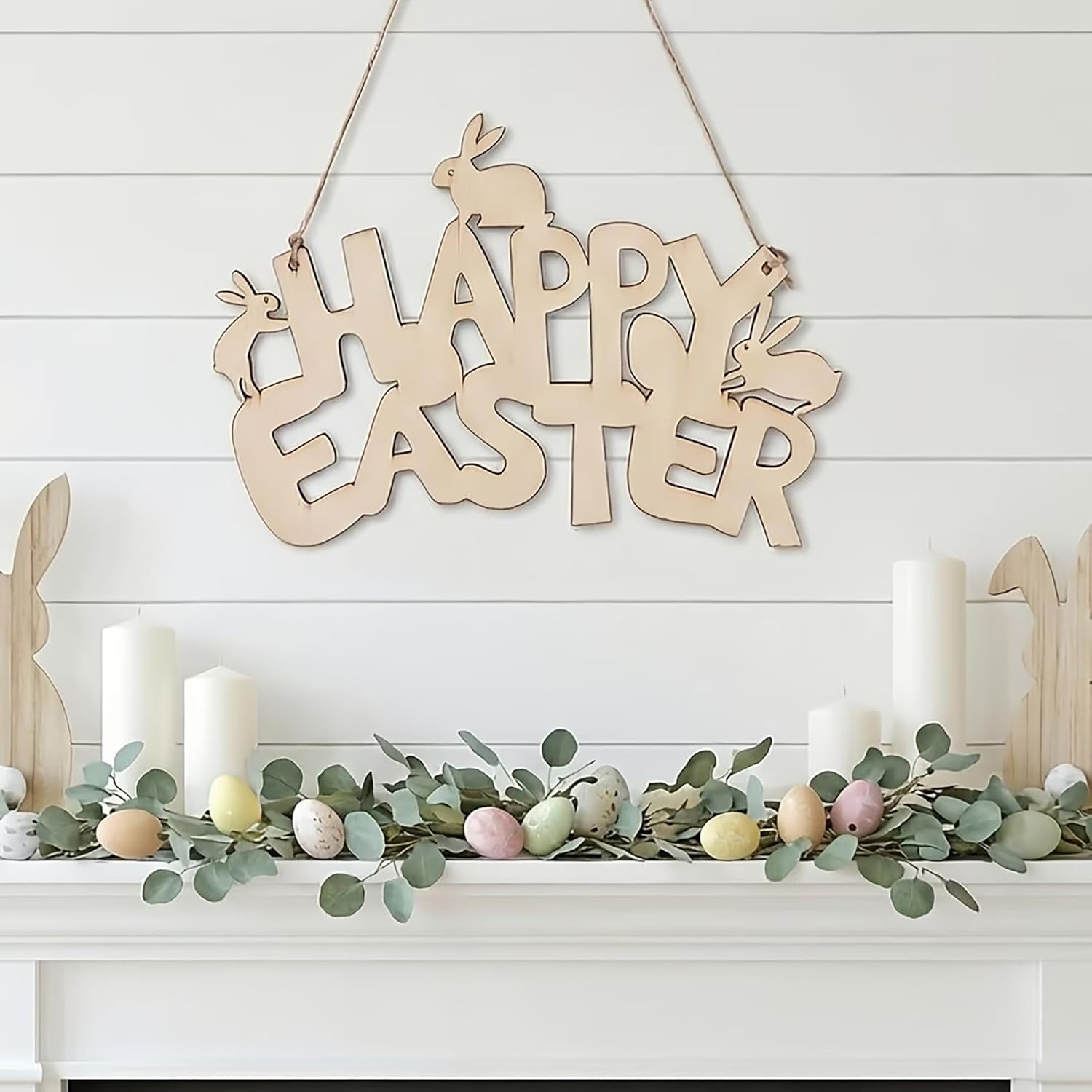 happy easter wooden base
