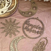 Cliths Pack of 5 Wooden Ramadan Decoration DIY Banner Set Stars Moon & Lantern Eid Mubarak Islamic Gifts
