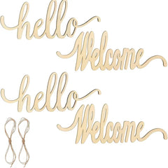 paintable wooden hello and welcome art for creative décor