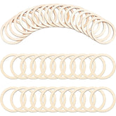 Cliths 30 Pcs Wood Rings MDF Circle Frames for DIY Crafts, Christmas Ornaments, Jewelry Making