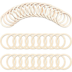 Cliths 30 Pcs Wood Rings MDF Circle Frames for DIY Crafts, Christmas Ornaments, Jewelry Making