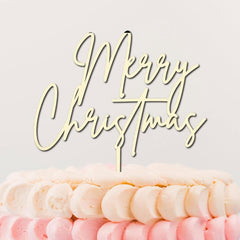 Cliths Rustic "Merry Christmas" Cake Topper Wooden Holiday Decor for Girls' Birthdays, Xmas Parties & Winter Weddings