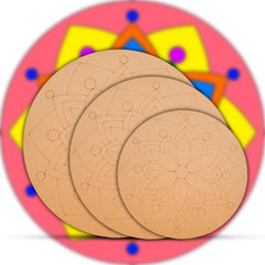 American Elm 3-Piece Mandala Art Board Set Pre-Marked MDF Circles DIY Painting Craft Kit Wall Art