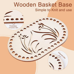 American Elm Oval Crochet Basket Bottom MDF Wood Base for DIY Knitting & Home Decor Craft Supply