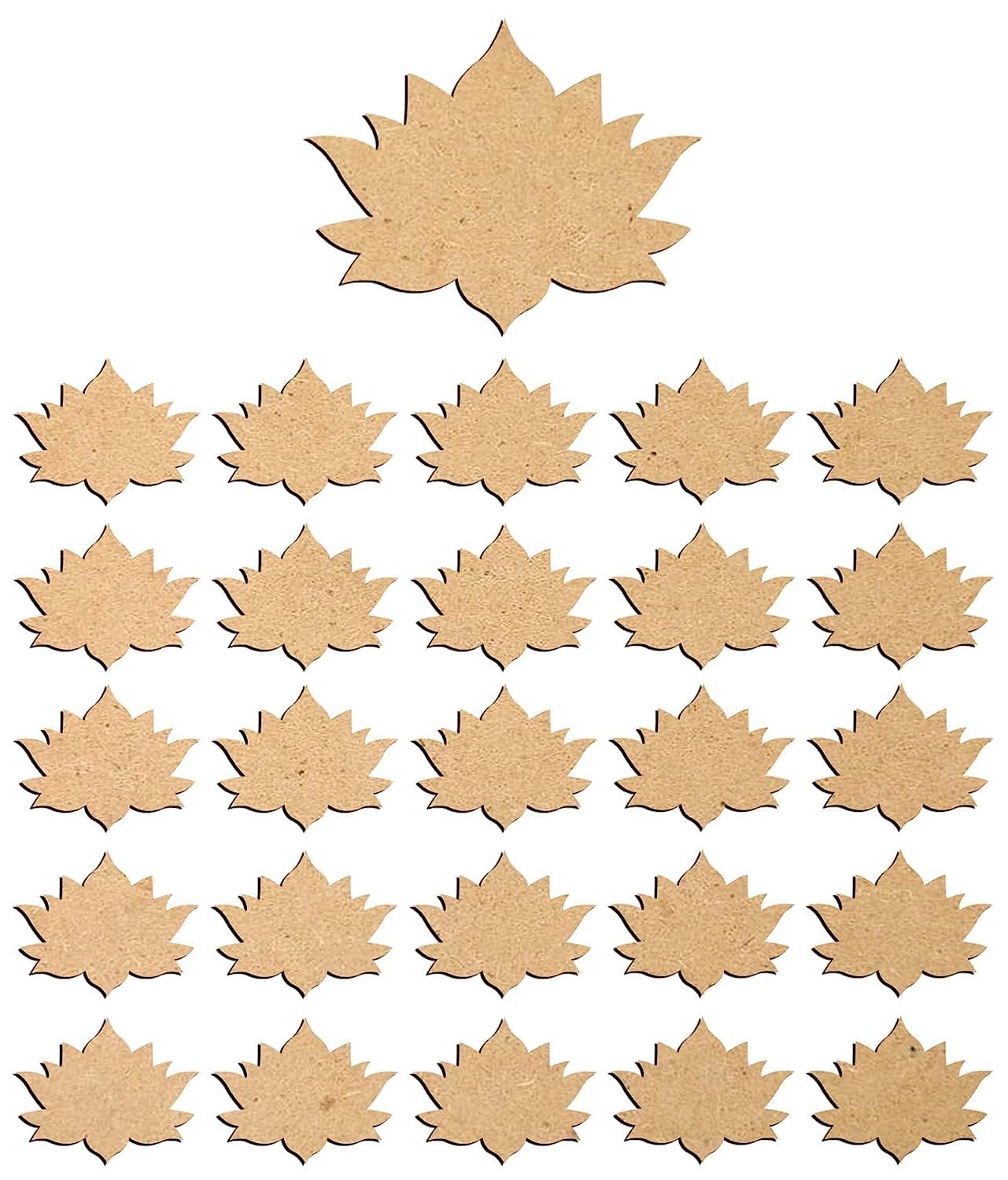 Set of 30 brown leaf-shaped cutouts on a white background
