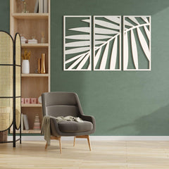 American Elm 3 Pcs Wooden Leaf Wall Art Nature Plant Sculpture MDF Wall Hanging Panel Living Room Bedroom