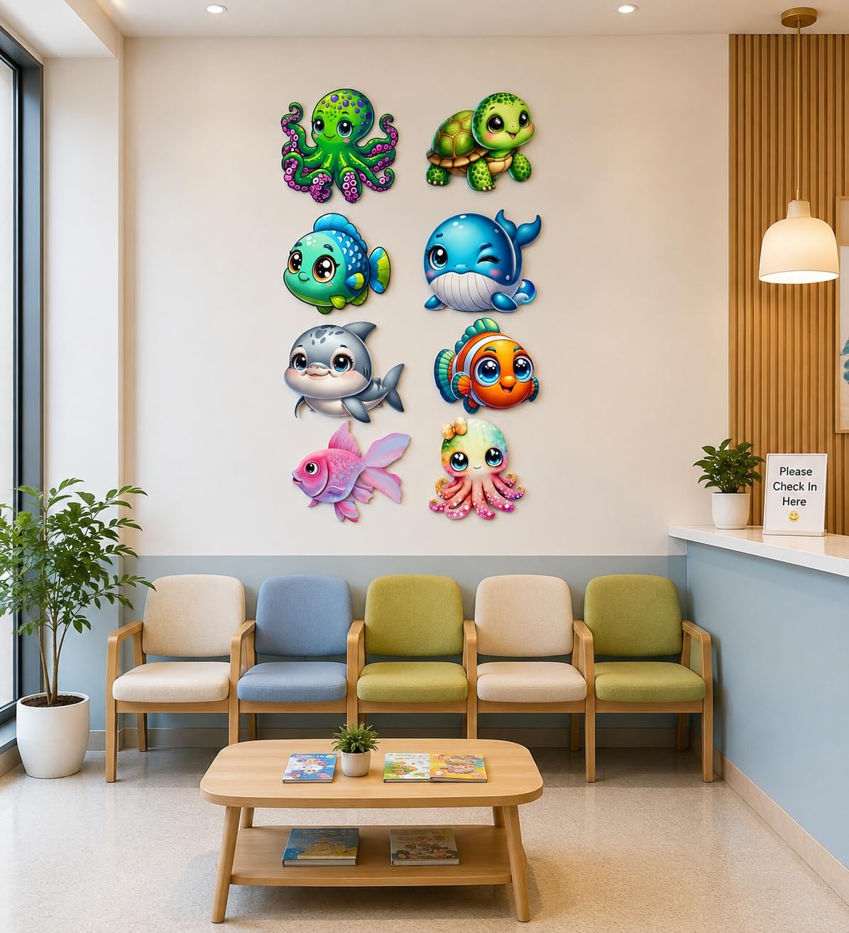 sea creatures learning wall decor