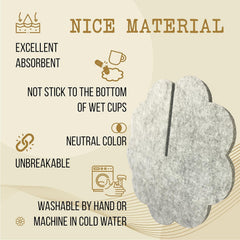 American Elm Set of 6 Grey Felt Coasters with Wool Sheep Stand Mixed Sizes All Cups Heat-Resistant Drink Pads