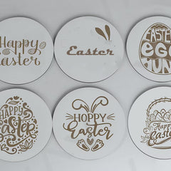Cliths Set of 6 Easter Wooden Coasters Funny Rustic Drink Coasters with Easter Quotes Home Decor