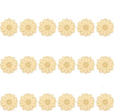 Set of 18 beige flower-shaped earrings on a white background