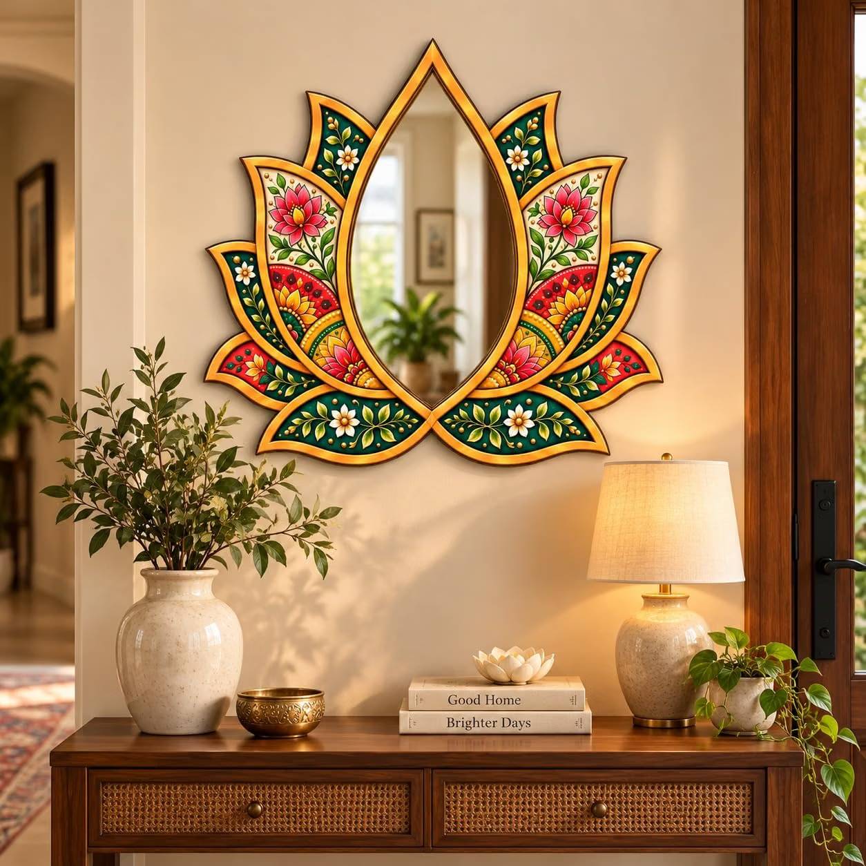 traditional floral wall art mirror