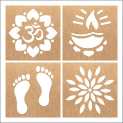 Cliths Wooden Rangoli Stencil Cutout for Diwali Decoration Mandala Art Floor Wall Painting DIY Craft Projects Template