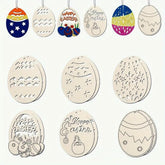 easter egg wooden pendant wooden easter egg DIY craft ornaments for easter party unfinished wood eggs with twine kids easter painting activity set laser cut wood shapes for Easter decor