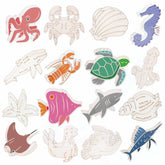Set of colorful sea creature stickers on a white background