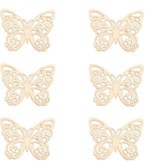Set of six decorative butterfly cutouts on a white background