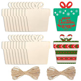 Cliths Christmas Wooden Ornaments Mini Gift Box Decorations DIY Paintable Xmas Tree Hanging Crafts