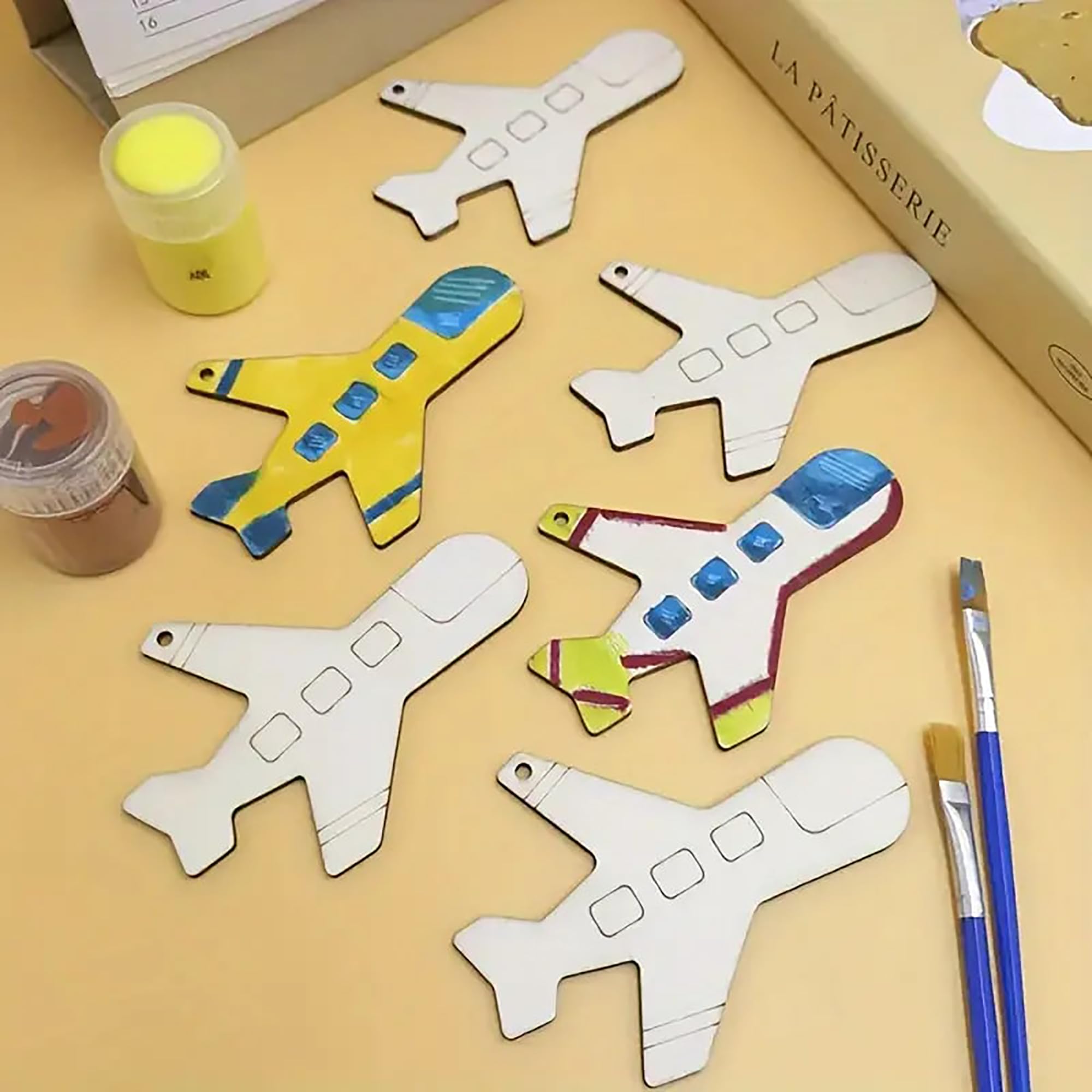 Crafting supplies natural wood airplane ornaments for kids