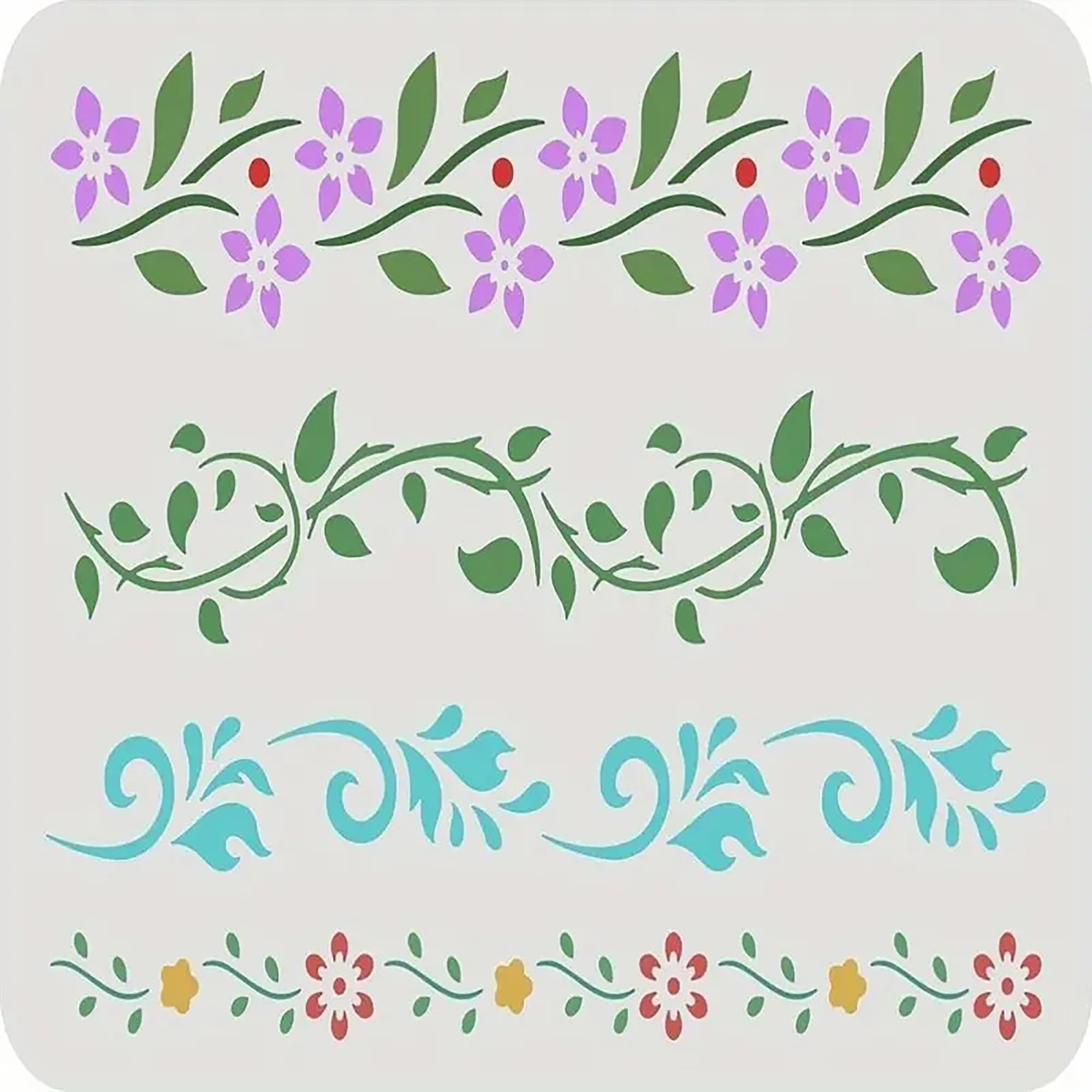 flower border stencil reusable