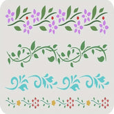 flower border stencil reusable