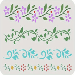 flower border stencil reusable