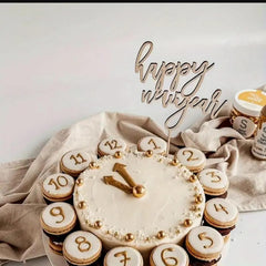 Cliths Pack of 2 Happy New Year Wooden Cake Toppers MDF Party & Home Decor, New Year Gift for Adults