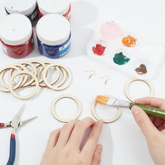 Cliths 30 Pcs Wood Ring MDF Round Cutouts for DIY Crafts, Christmas Ornaments, Pyrography, Jewelry MakinG