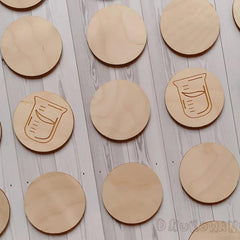 Cliths Science Themed Wooden Memory Game 26 Piece Educational Toy (13 Pairs) Montessori Learning Puzzle for Toddlers