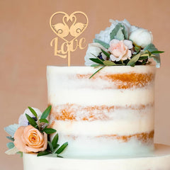 Cliths Pack of 2 Wooden Swan Love Cake Toppers MDF Rustic Wedding, & Valentine's Decor for Couples