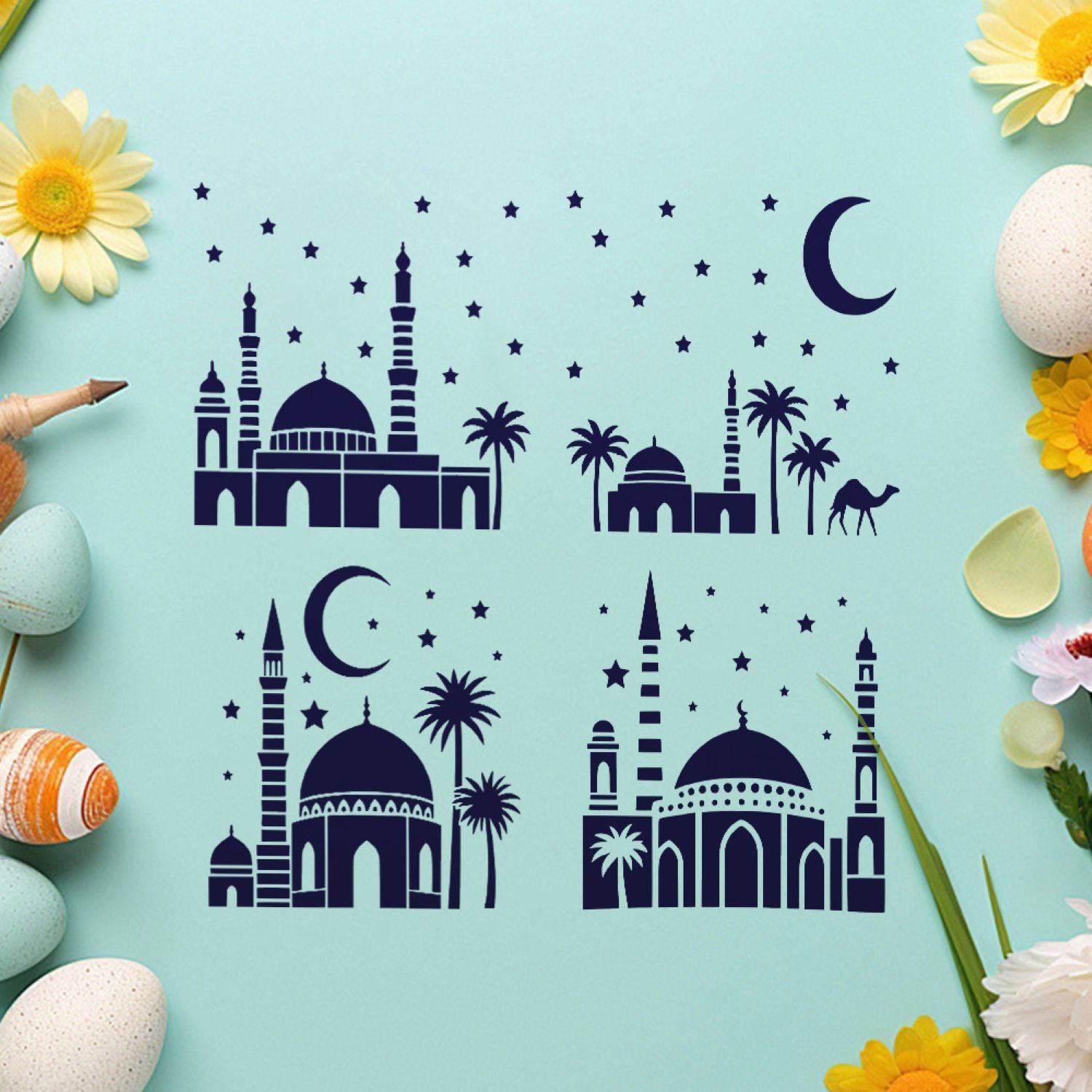 ramadan wall painting stencil set