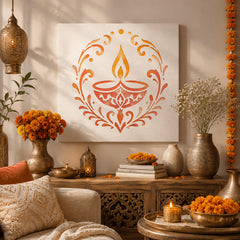 oil lamp stencil template for handmade diwali decor