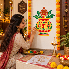 kalash design stencil for wall painting