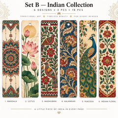 Indian wooden bookmarks set for book lovers