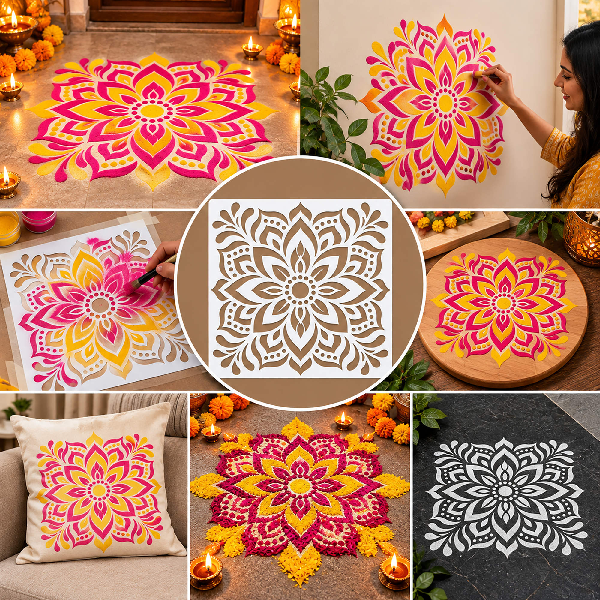 reusable diwali painting stencil