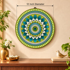 Green Teal Mandala Wall Art for Bedroom Decoration