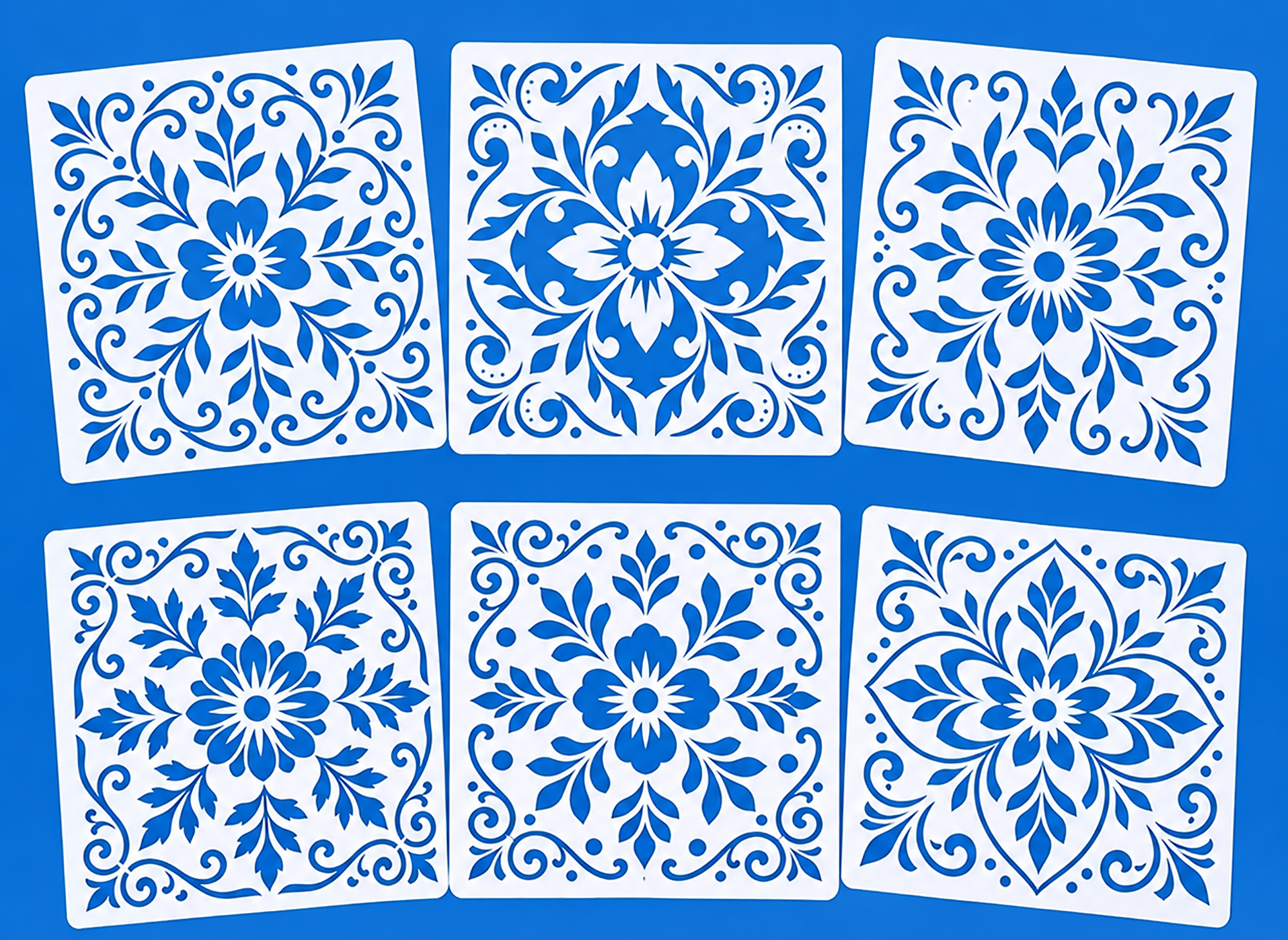 retro floral tile stencils for diwali diy art and craft